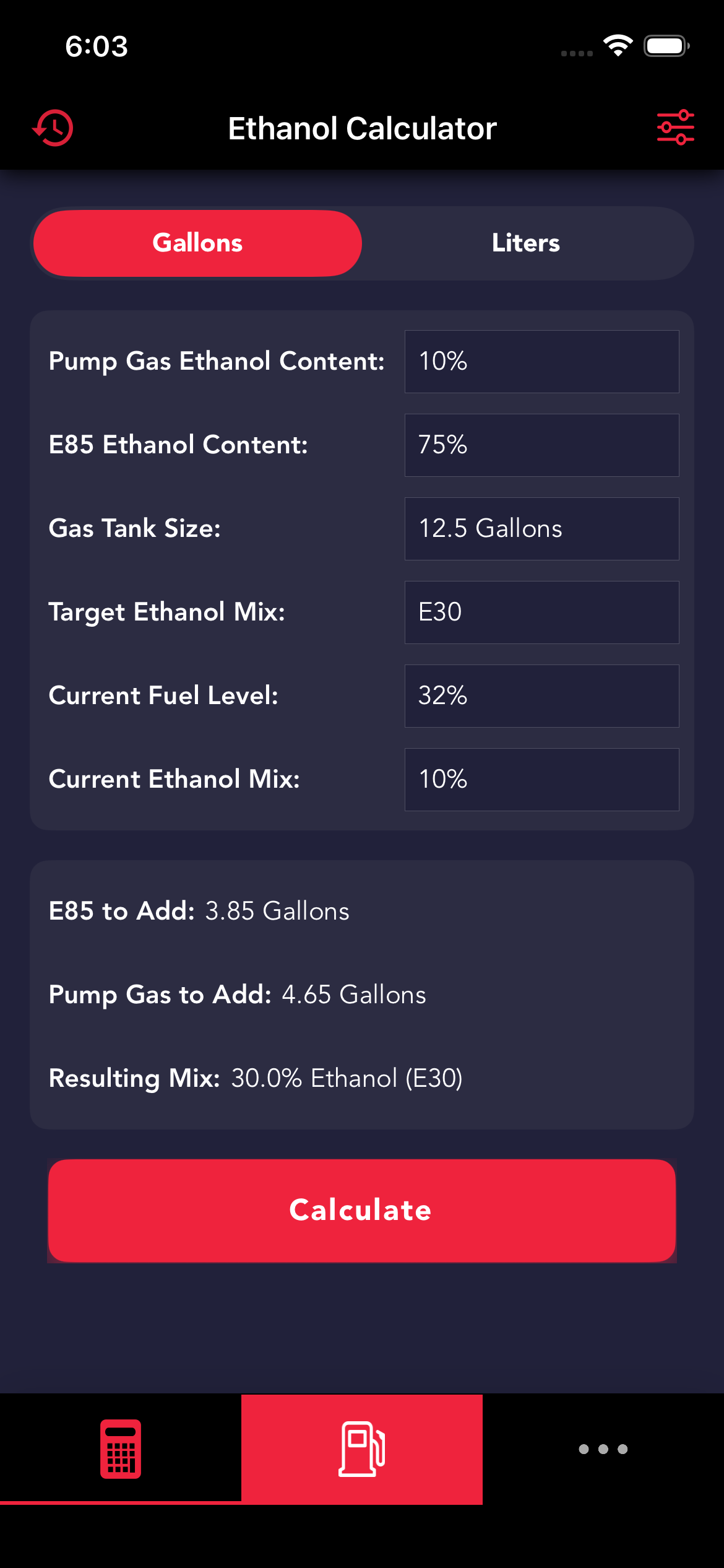 Ethanol Calculator